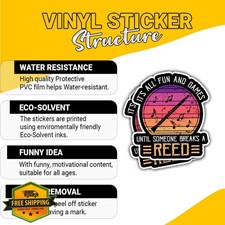 3 Pcs "Break A Reed" Clarinet Saxophone Band Stickers 3"x3"