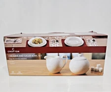 Crofton Porcelain Creamer And Sugar Bowl Set with lid, 2-piece, New Open Box