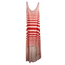 Venus Maxi Dress Womens M Orange Striped Sleeveless Boho Festival Y2K High Low