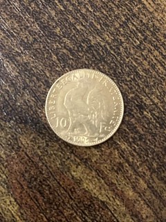 Pièces 10 Franc Or Coq Marianne 1909