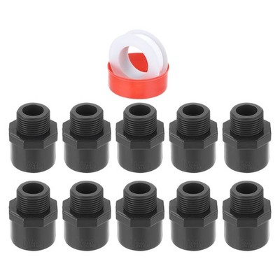 10 Stück 3/4'' PVC Gewinde-Adapter für SCH40 Muffe, dunkelgrau