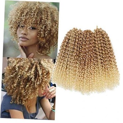 Kinky Curl Short Hairstyle 8 Inch 3pcs/pack Afro Kinky Twist Hair Blonde blonde