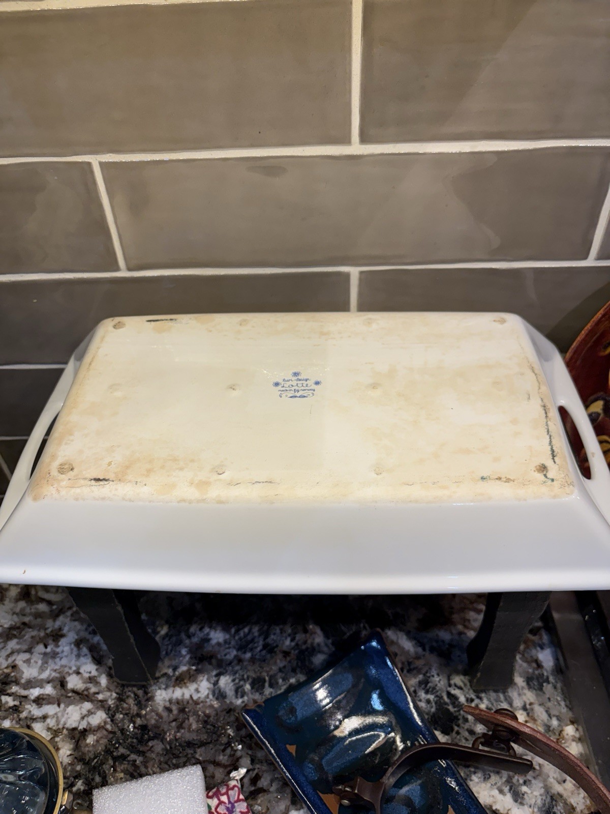 Vtg 1960 Figgjo Lotto Tori Design 13.5x7.75” 2 Handled Norway Serving Dish