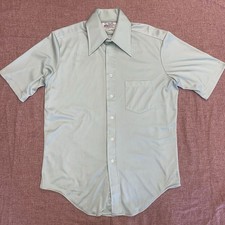 Vintage 70s Dagger Collar Kmart Knit Polyester Button Up Shirt Men s Large