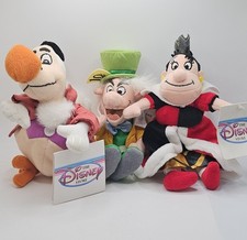  3 Vintage Disney Store 8" Bean Bag Alice In Wonderland Plush Characters