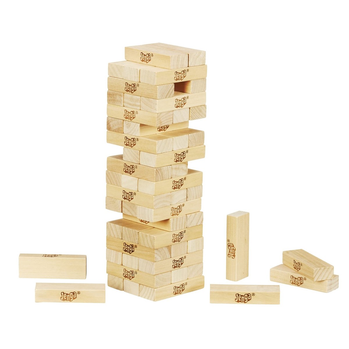 Hasbro Gaming Jenga Wooden Blocks 3.15 x 4.53 x 11.02, Woodgrain