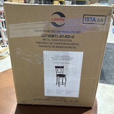 Linon Circles Swivel Counter Stool 24.5" Padded Seat in Distressed Bronze Metal