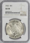 1922 Peace Dollar $1 NGC AU58