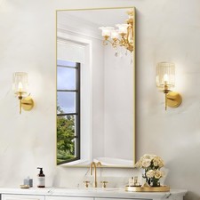 COFENY 48x24In Gold Bathroom Mirror for Wall, Brushed Gold Rectangle Mirrors ...