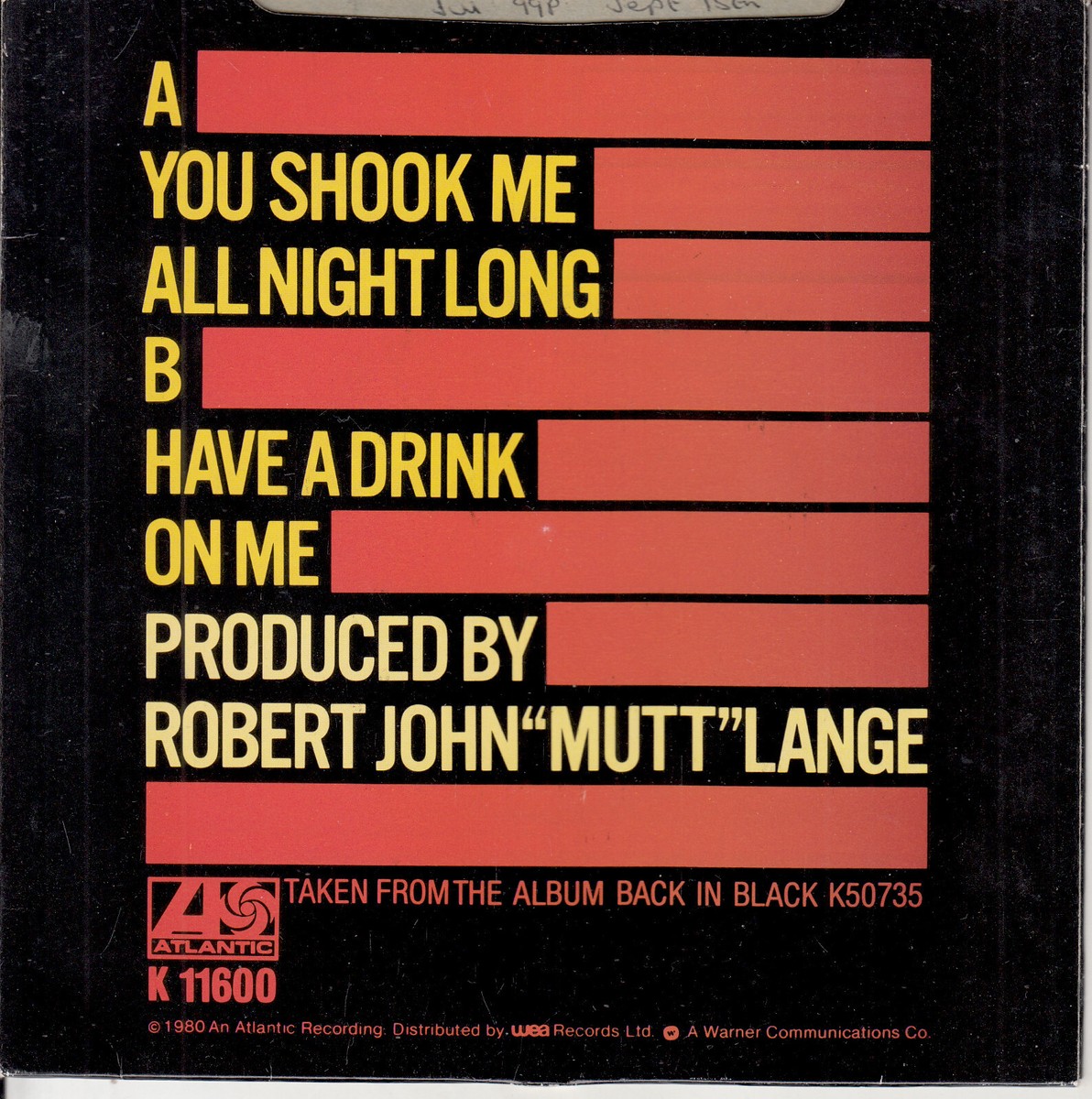 AC/DC You Shook Me All Night Long 7インチ