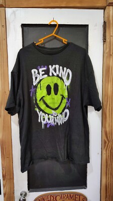 mens black be kind to your mind smiley face tshirt size 2 XL