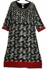 Catherines Dress Women’s Sz 2X Stretch Black Gray Red Short Sleeve *See Pics