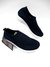 Women's Trainers UK 4 Navy Slip-on Lightweight Walking Shoes Breathable EU 37