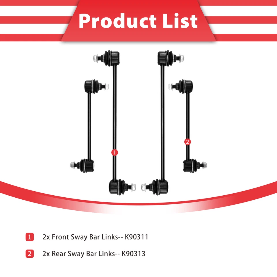 Kit de 4 eslabones de barra estabilizadora delantera trasera para Toyota Camry Avalon Lexus Foto 3 de 4