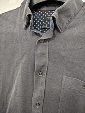 Ted Baker London Shirt Mens M/L Blue Broader Long Sleeve Pique Flip Cuff READ