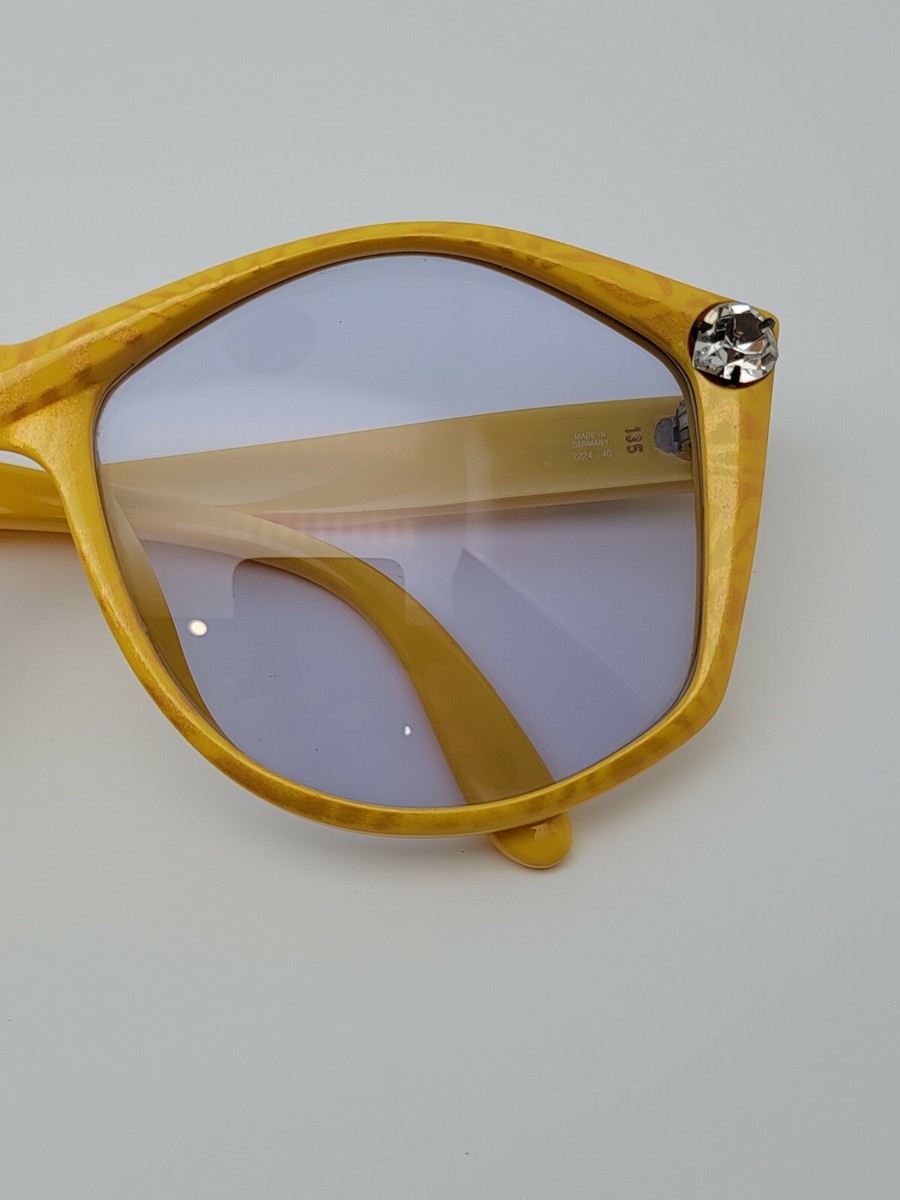 Christian Dior 2224 40 Yellow Tiger Stripe Rhinestone Frame Blue