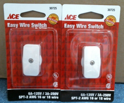 ACE Easy Wire Switch,  White   LOT OF 2  (30725)  FS