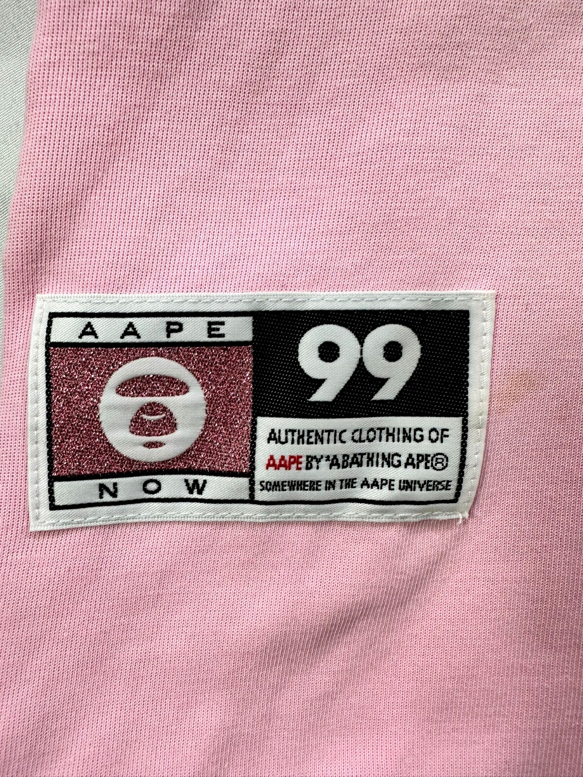 Women's Pink AAPE By A Bathing Ape Short Sleeve Hoodie- Size XS image 2