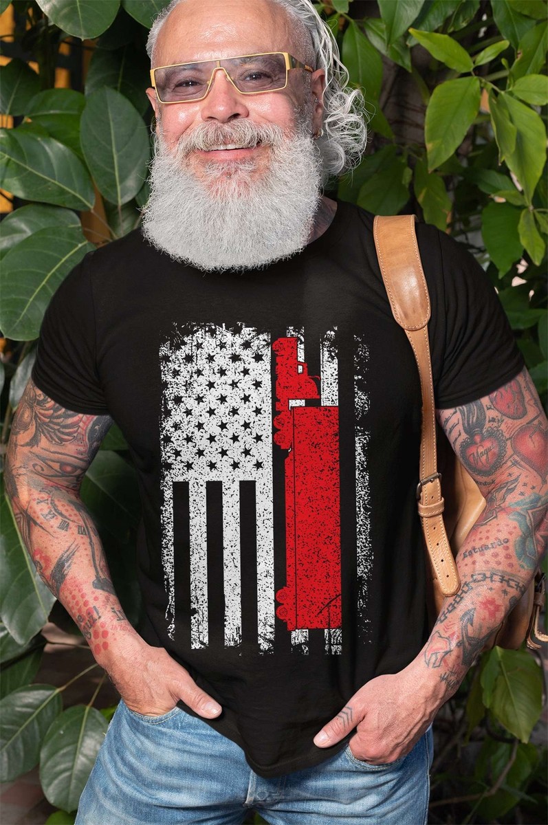Mens US American Flag Patriotic USA Trucker Gift T-Shirt Truck