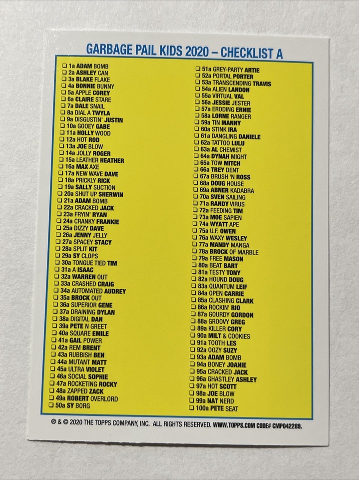 2020 Garbage Pail Kids 35th Anniversary Bruised Black Parallel MEDI ...