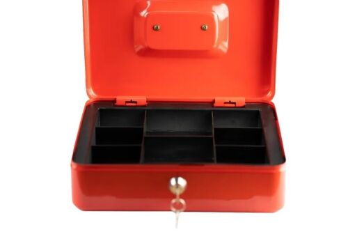 Caja de efectivo de metal sólido de 10" depósito bancario de dinero acero seguridad pequeña cerradura con llave - Imagen 2 de 4
