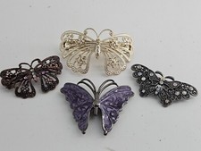 Vintage Large Butterfly Hair Clip Lot Of 4 Enamel Crystals Rhinestones
