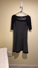 Chaps 95% Polyester Polka dot Dress