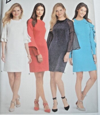 SIMPLICITY 8511 MISSES STRAIGHT DRESS WITH SLEEVE VARIATIONS  SZ. 6-14 or 14-22