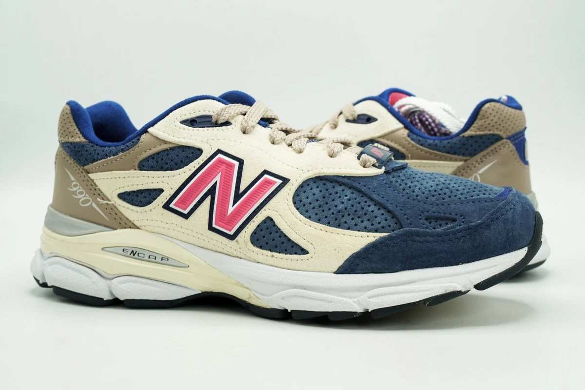 NEW BALANCE 990 V3 USED SIZE 7 KITH DAYTONA TAN NAVY PINK M990KH3