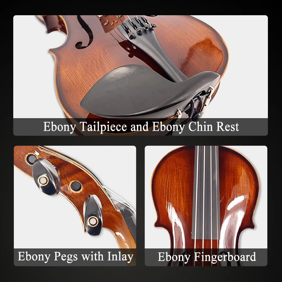 4/4Full Size Traditional Violin Dark Brown Flame wood Violin With Ebony Fitting - Image 2 of 4