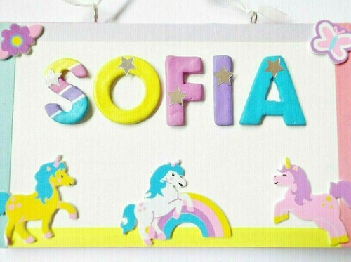 Unicorns Name Plaque Bedroom Nursery Door Sign Decor Customised Childrens Gift - Picture 3 of 6