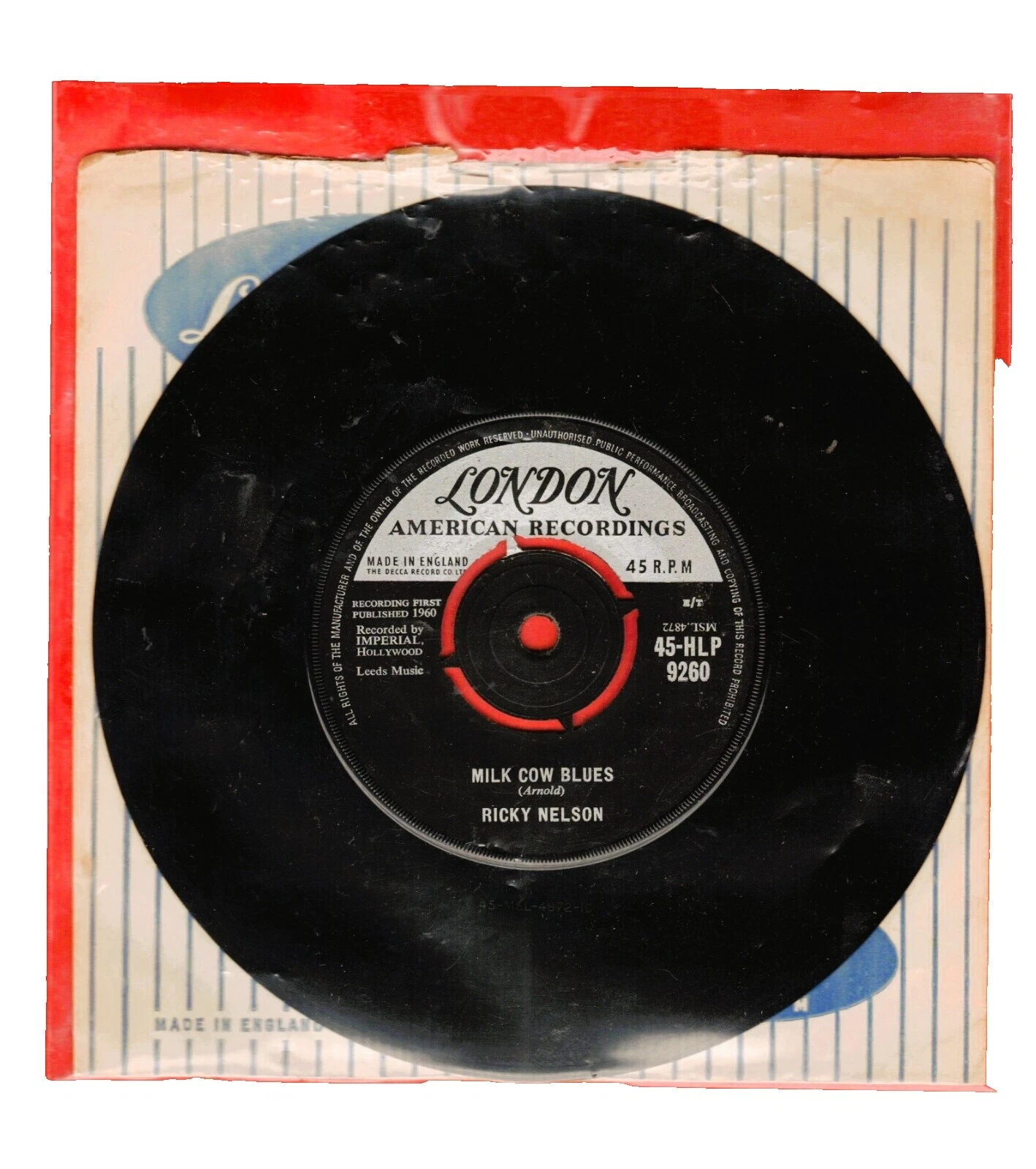 Ricky Nelson Sola Velocidad de 45 RPM Discos de Vinilo