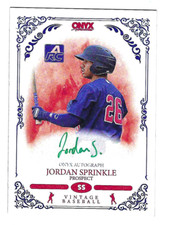 JORDAN SPRINKLE 2022 ONYX VINTAGE BASEBALL ON CARD AUTO GREEN INK /50