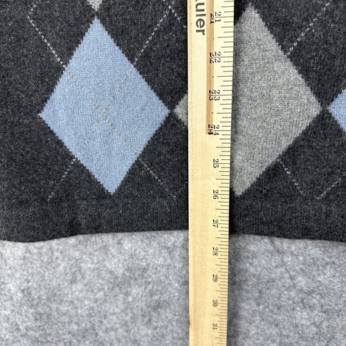 Giasone Sweater Men L Gray Blue Cashmere Diamond Argyle 1/4 Zip Long Sleeve - Picture 7 of 10