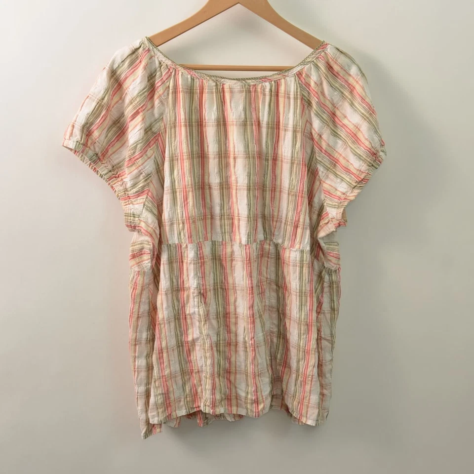 Camisa feminina Faded Glory com botões 22/24W 3X xadrez stretch de algodão - Imagem 2 de 4