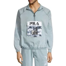 FILA Archive Revival Denim Track Top Shirt Jacket Tie Dye Y2K Men’s Size M