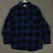 Field Stream Mens Flannel Shirt Medium Button Down Long Sleeve Plaid Blue