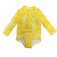 Girls Carter's Swimsuit Yellow Floral Rash Guard UPF/SPF 50