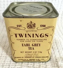Vintage Twinings Earl Grey Tea Tin-4 Oz-Advertising 113g EMPTY