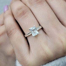 Natural Crystal Quartz Octagon Engagement Ring 925 Sterling Silver Jewelry Gift