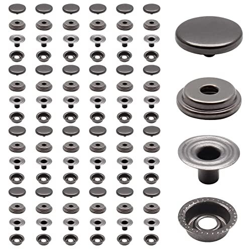 50 Sets Snap Fasteners Kit 15mm Heavy Duty Metal Snaps Buttons Press ...
