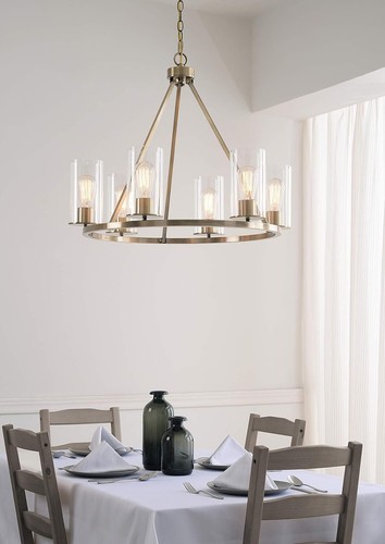 Kenroy 93576AB Hixon Contemporary 6 Light Chandelier Large Antique Brass - Picture 2 of 2