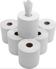 Jumbo Workshop Hand White Rolls 2 Ply Centre Feed Wipes Embossed Tissue x 6