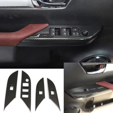 Carbon Fiber ABS Window Lift Switch Button Cover For T@yota Hilux Revo 2015-2025