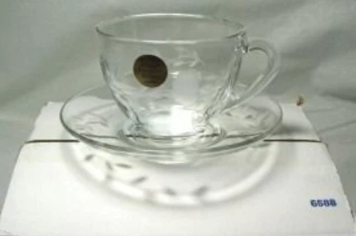Princess House Crystal Heritage 8 Pc. Teacup & Saucer Set 6588 HTF