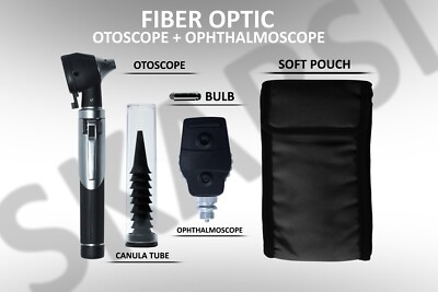 New Fiber Optic Pocket Otoscope Ophthalmoscope ENT Diagnostic Black color
