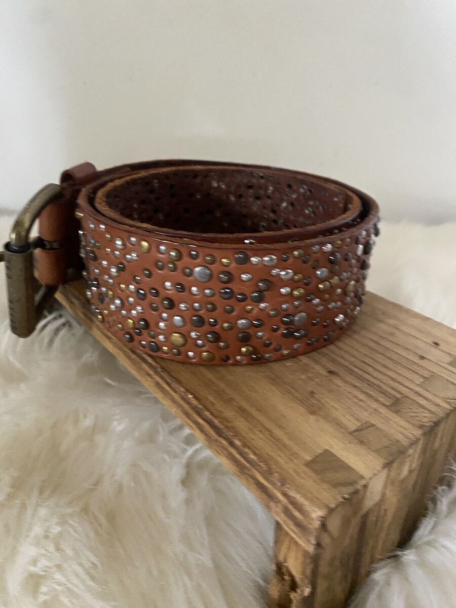 VTG TED BAKER Brown Boho Brass Stud Grommet Leather Belt Y2K VTG TED BAKER Brown Boho Brass Stud Grommet Leather Belt Y2K