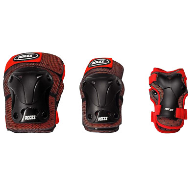 Roces JR Ventilated 3-Pack Kinder-Skate-Protektoren Schützer-Set Rot/Schwarz