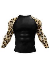 Men T-shirt Guard Sweatshirt Swim Top Moisture Hoodie Shirts Tank Leopard Rash