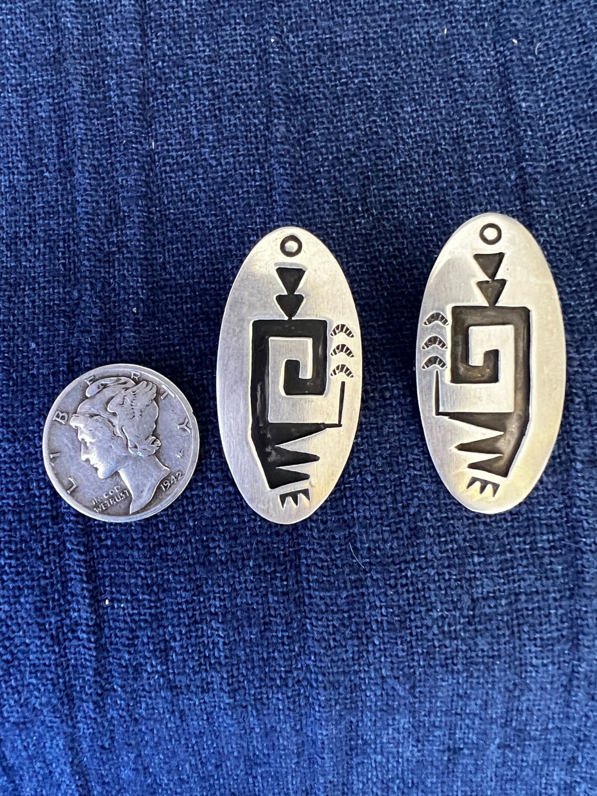 Sterling Silver Post Earrings Native American Sil… - image 2